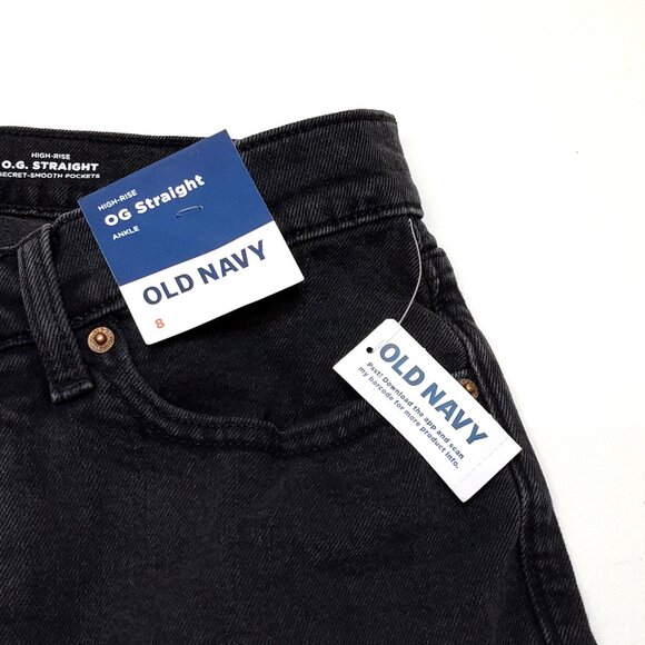 Old Navy High-Rise O.G. Straight Cut-Off Ankle Jean Secret-Smooth Pockets Size 8 - Picture 7 of 10